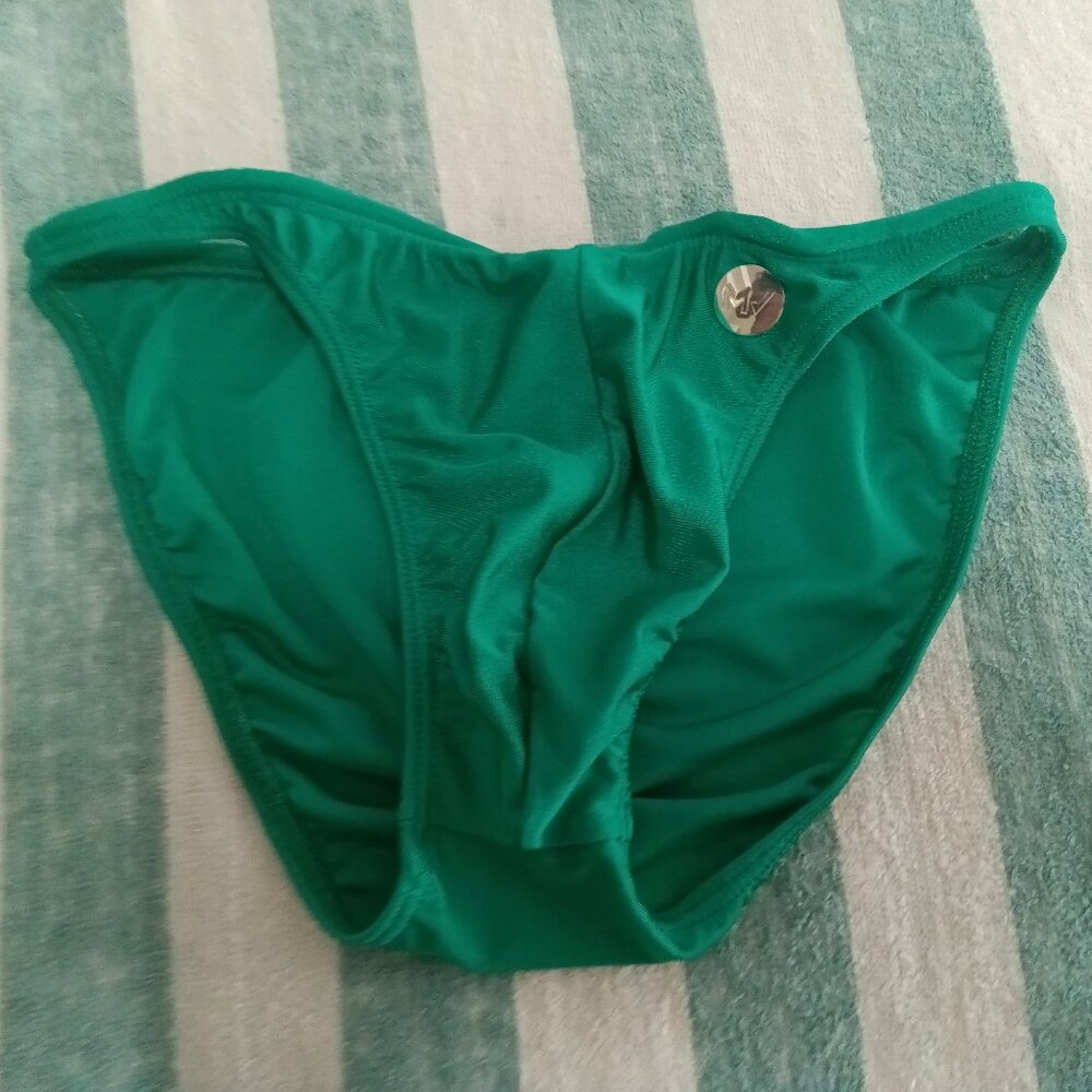 (*) DESIGNER MODUS VIVENDI GREEN BIKINI SWIM BRIEF, SIZE "S" (30"-32") Pre-Owned